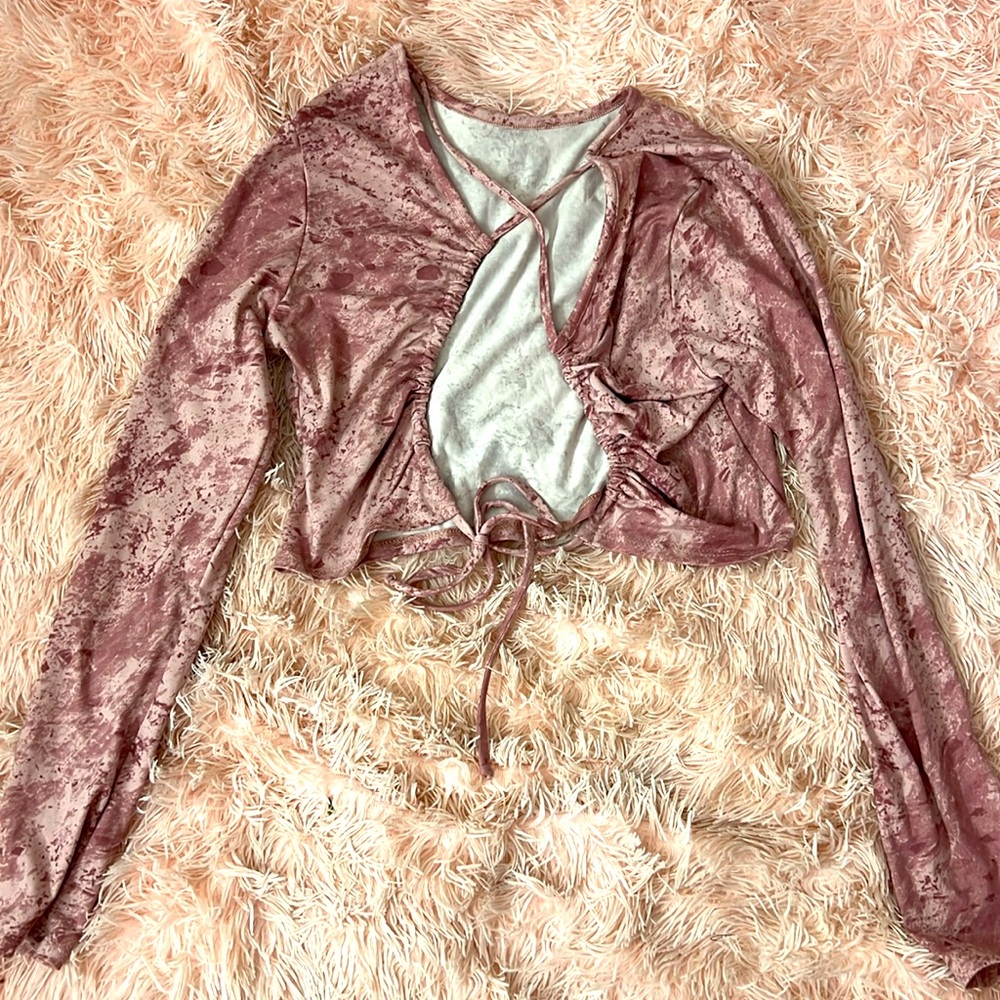 Mauve pink tie up top